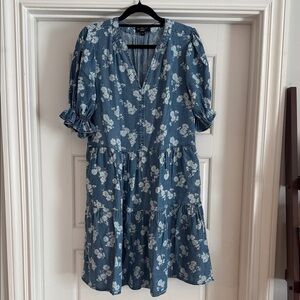 Velvet Heart Blue Floral V-Neck Tiered Midi Dress